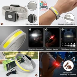 سوار الإضاءة الرياضي الذكي للأمان ، سوار ذراع مضيء قابل لإعادة الشحن بتقنية LED للرياضة والسلامة 6