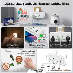 مقبس طاقة LED مثبت على الحائط مزود بمنفذي USB-A ومنفذ USB-C واحد (شحن سريع) مع منافذ شحن . 3