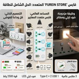 مقبس طاقة LED مثبت على الحائط مزود بمنفذي USB-A ومنفذ USB-C واحد (شحن سريع) مع منافذ شحن . 1
