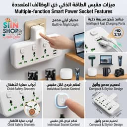 مقبس طاقة LED مثبت على الحائط مزود بمنفذي USB-A ومنفذ USB-C واحد (شحن سريع) مع منافذ شحن . 2
